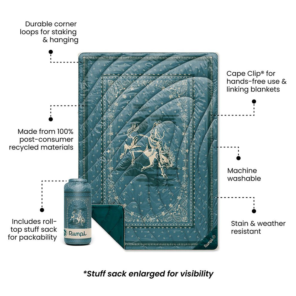 Rumpl Original Puffy Blanket - Sage Bronco Bandana Original Puffy Blanket - Sage Bronco Bandana | Rumpl Blankets For Everywhere Printed Original