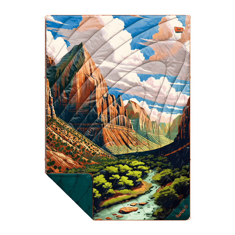 Rumpl Original Puffy Blanket - Zion National Park Zion National Park Blanket | Rumpl Outdoor Blankets Printed Original