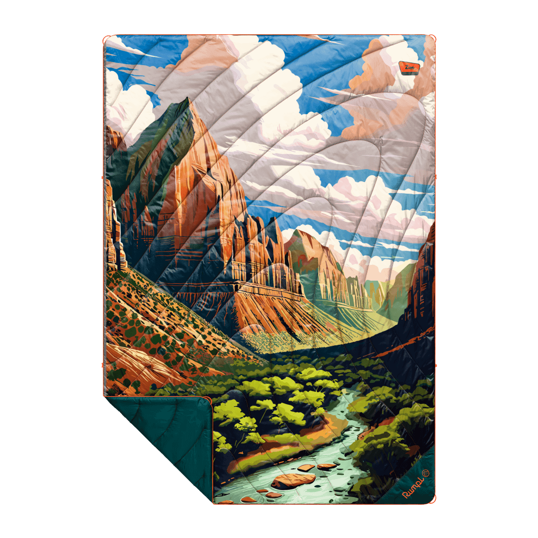 Rumpl Original Puffy Blanket - Zion National Park Zion National Park Blanket | Rumpl Outdoor Blankets Printed Original