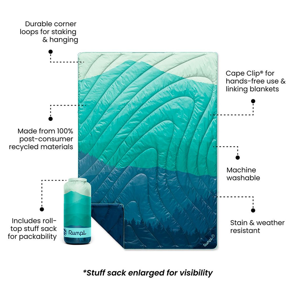 Rumpl Original Puffy 2 Person Blanket - Seascape Ridge Mountains Original Puffy 2 Person Blanket - Seascape Ridge Mountains | Rumpl Blankets For Everywhere Printed Original