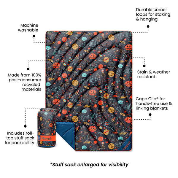 Rumpl Original Puffy Throw Blanket - Bedtime Space Doodles Original Puffy Throw Blanket - Bedtime Space Doodles | Rumpl Blankets For Everywhere Printed Original