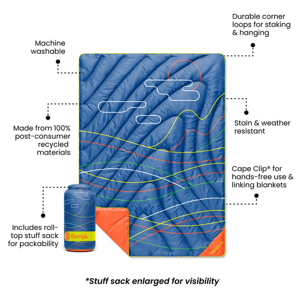 Rumpl Original Puffy Throw Blanket - New Wave Blue Original Puffy Throw Blanket - New Wave Blue | Rumpl Blankets For Everywhere Printed Original