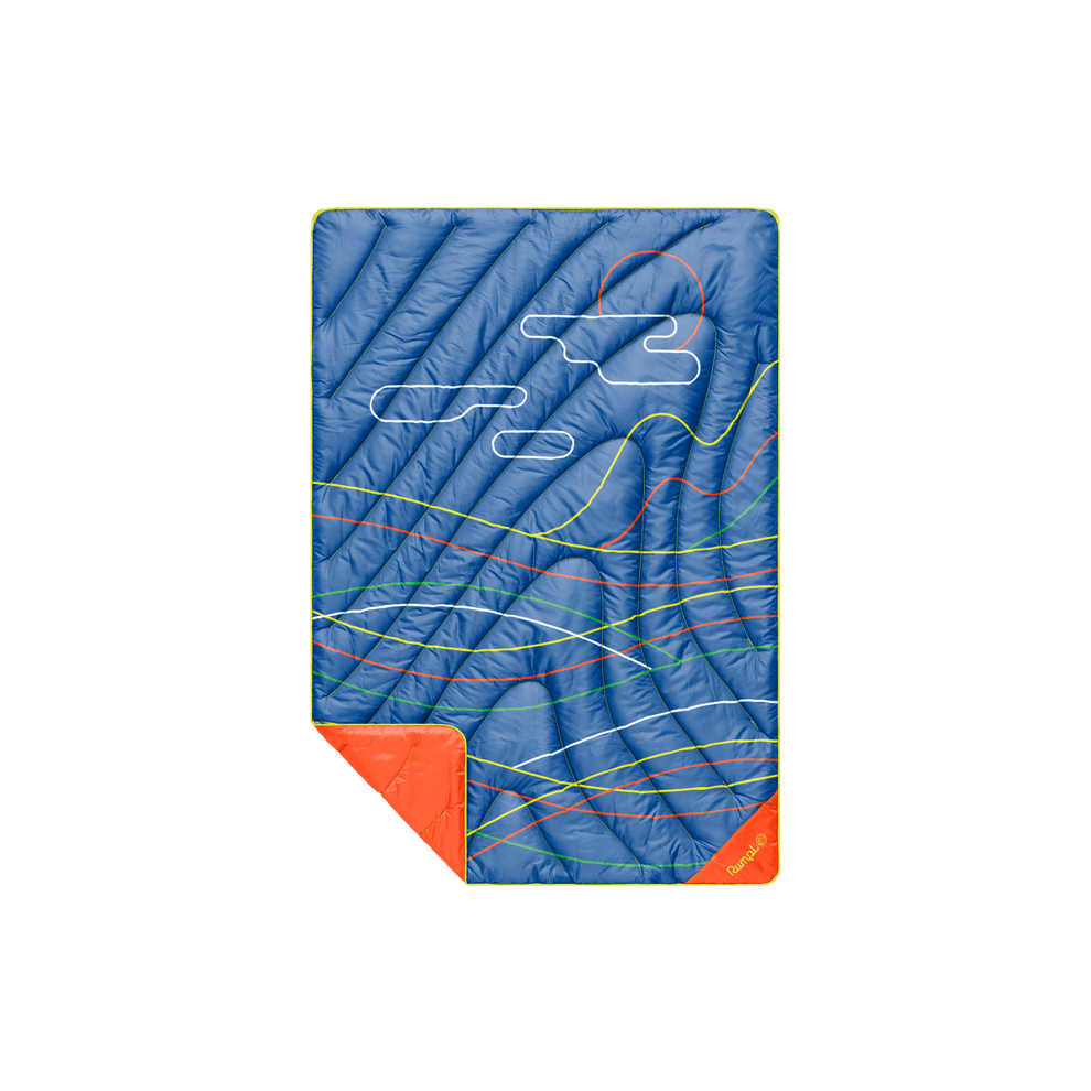 Rumpl Original Puffy Mini Blanket - New Wave Blue Original Puffy Mini Blanket - New Wave Blue | Rumpl Blankets For Everywhere Printed Original