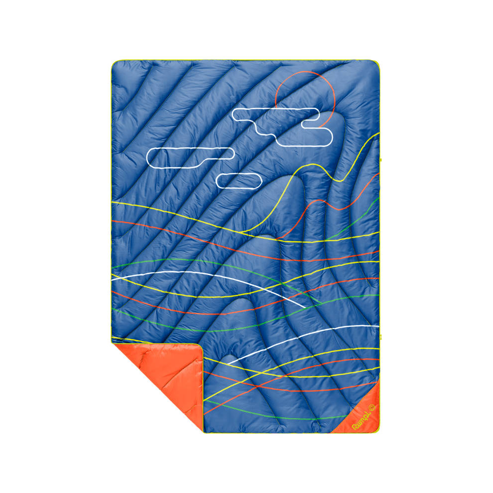 Rumpl Original Puffy Throw Blanket - New Wave Blue Original Puffy Throw Blanket - New Wave Blue | Rumpl Blankets For Everywhere Printed Original