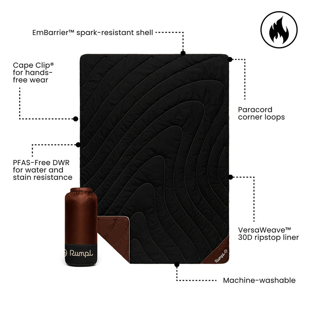 Rumpl Campfire Puffy Throw Blanket - Black Mocha Campfire Puffy Throw Blanket - Black Mocha | Rumpl Blankets For Everywhere Solid Campfire Puffy