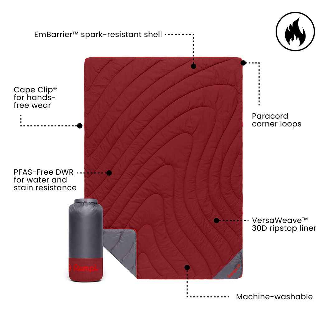 Rumpl Campfire Puffy Throw Blanket - Cherry Charcoal Campfire Puffy Throw Blanket - Cherry Charcoal | Rumpl Blankets For Everywhere Solid Campfire Puffy