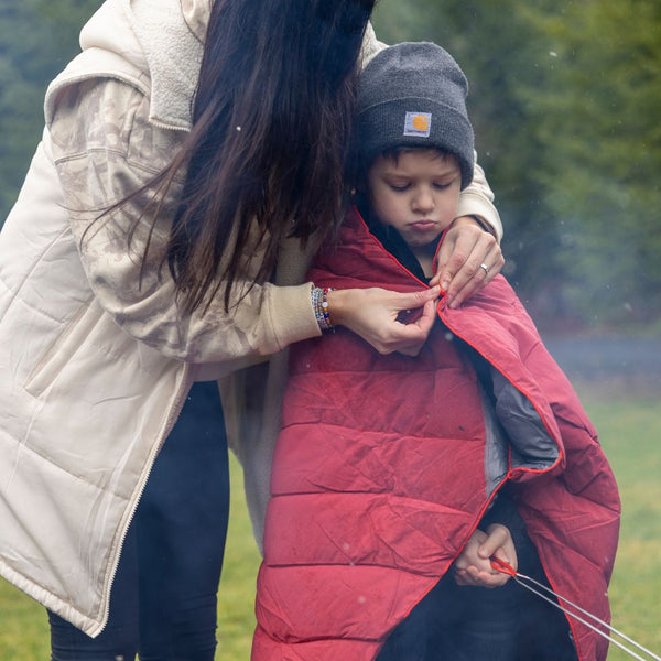 Rumpl Campfire Puffy Throw Blanket - Cherry Charcoal Campfire Puffy Throw Blanket - Cherry Charcoal | Rumpl Blankets For Everywhere Solid Campfire Puffy