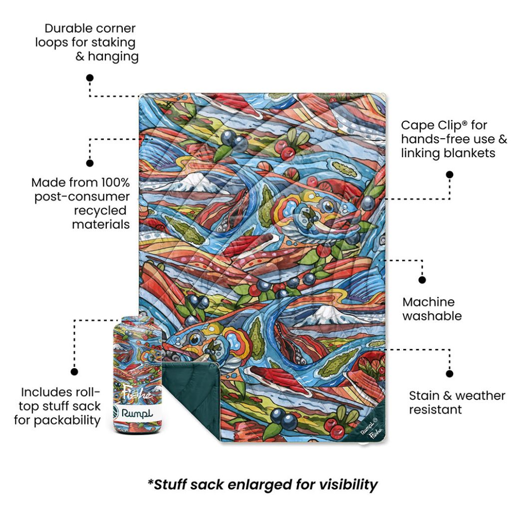 Rumpl Original Puffy Blanket - Fishe - Arctic Char Original Puffy Blanket - Arctic Char | Rumpl Blankets For Everywhere Solid Original