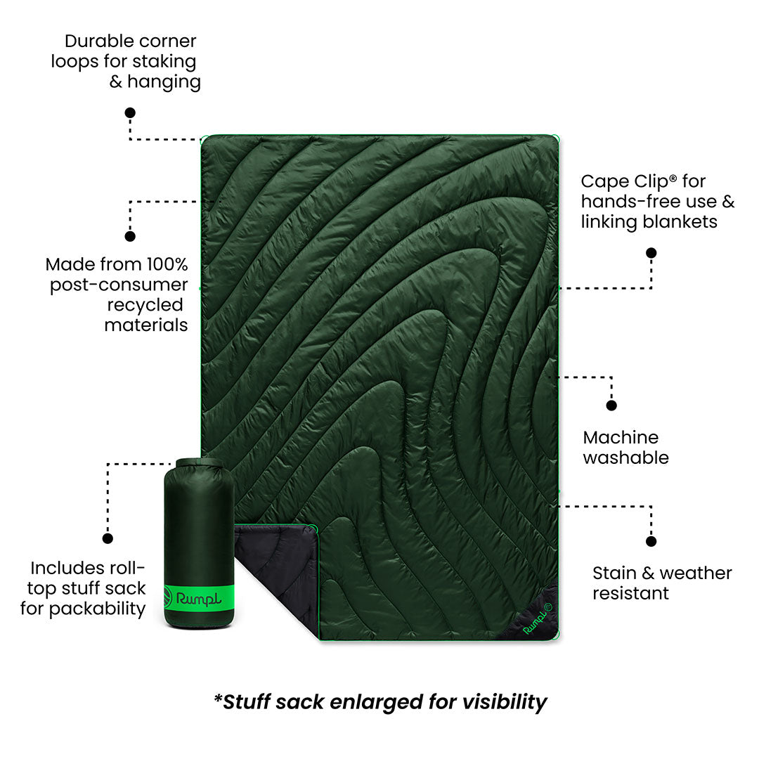 Rumpl Original Puffy Blanket - Mountain Green Original Puffy Blanket - Mountain Green | Rumpl Blankets For Everywhere Solid Original