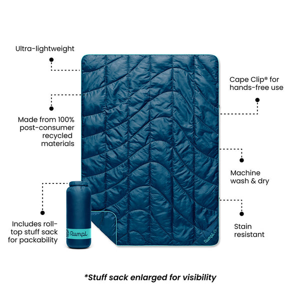 Rumpl Travel Puffy Blanket - Deepwater Travel Puffy Blanket - Deepwater | Rumpl Blankets for Everywhere Solid Travel