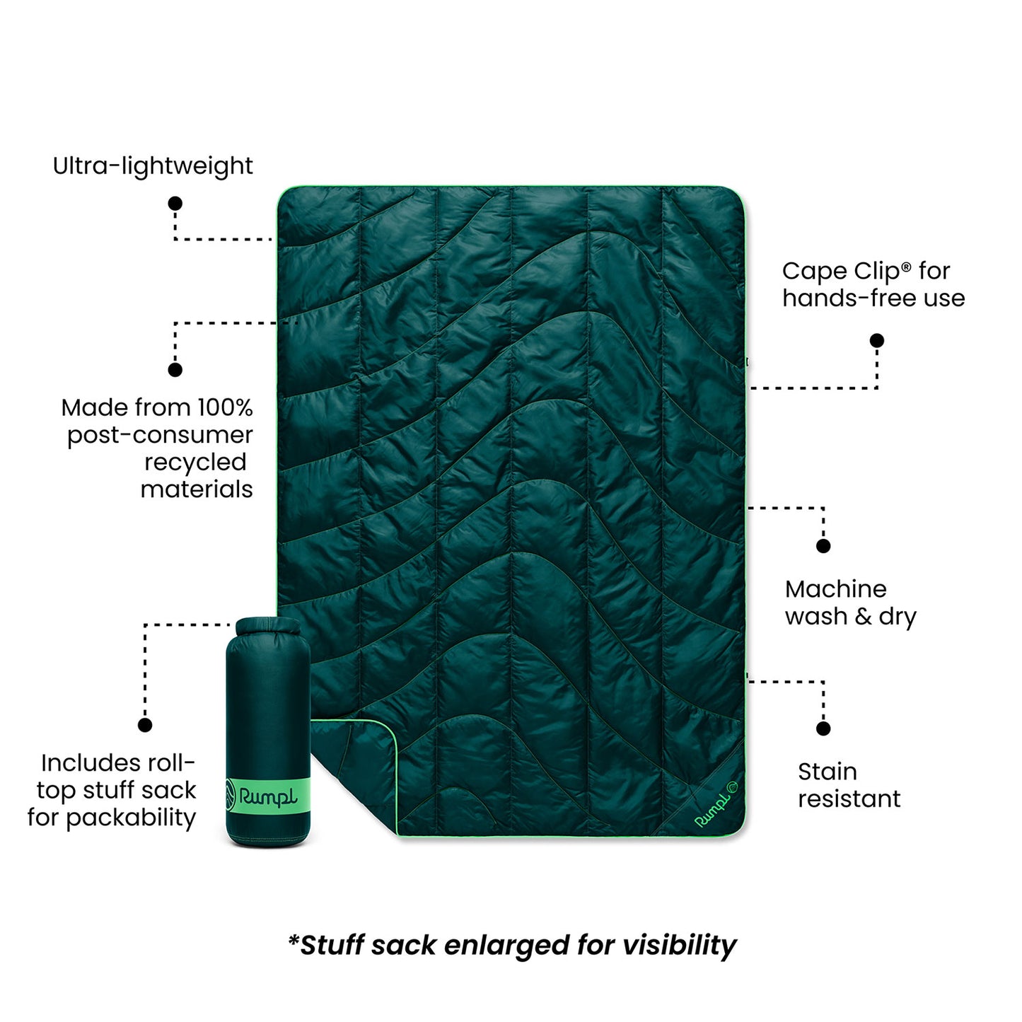Rumpl Travel Puffy Blanket - Sea Moss Travel Puffy Blanket - Sea Moss | Rumpl Blankets for Everywhere Solid Travel