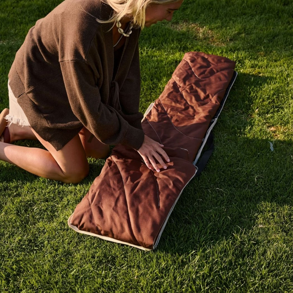 Rumpl Stash Mat - Mocha Mini Stripes Stash Mat - Mocha Mini Stripes | Rumpl Blankets For Everywhere Stash Mat