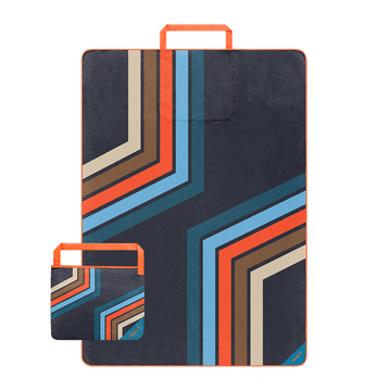 Rumpl Tech Towel Tote Double - Midnight Retro Stripes Tech Towel Tote Double - Midnight Retro Stripes | Rumpl Blankets For Everywhere Tech Towel