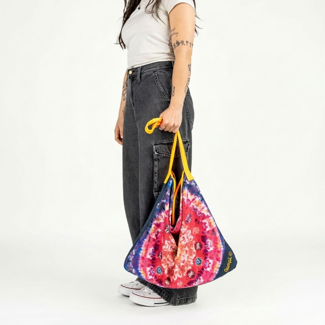 Tech Towel Tote Double: Tapestry Tie Dye | Rumpl. Set. Go display picture 1