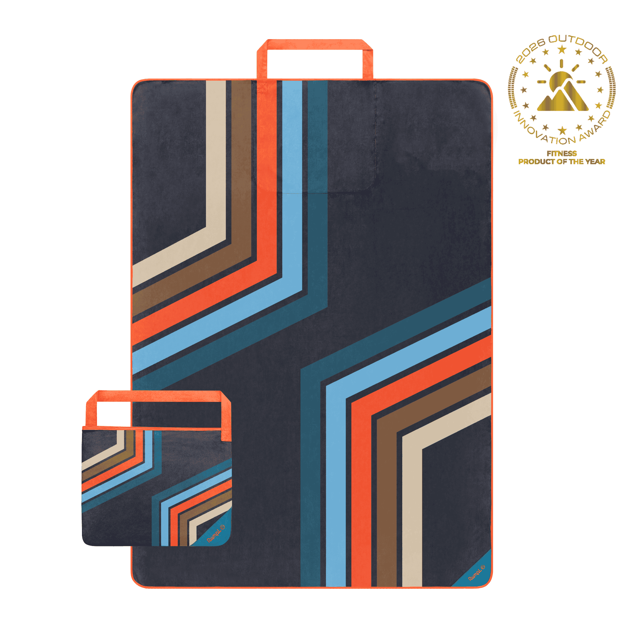 Tech Towel Tote Double: Midnight Retro Stripes | Rumpl. Set. Go display picture 1