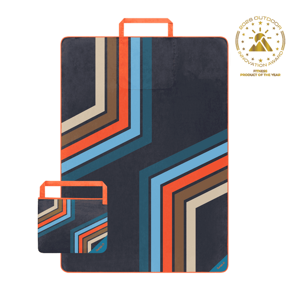 Rumpl Tech Towel Tote Double - Midnight Retro Stripes Tech Towel Tote Double - Midnight Retro Stripes | Rumpl Blankets For Everywhere Tech Towel Tote