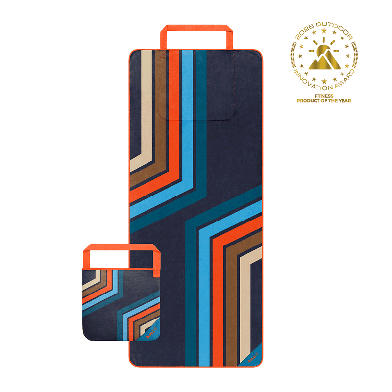 Tech Towel Tote - Midnight Retro Stripes