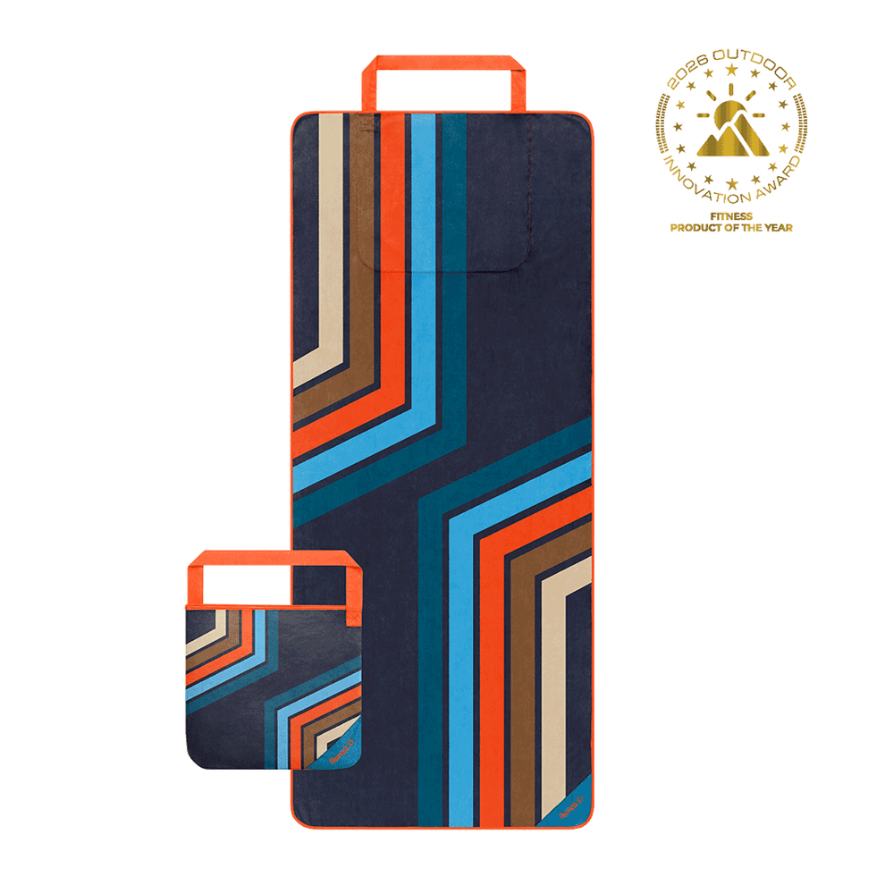 Rumpl Tech Towel Tote - Midnight Retro Stripes Tech Towel Tote - Midnight Retro Stripes | Rumpl Blankets For Everywhere Tech Towel Tote