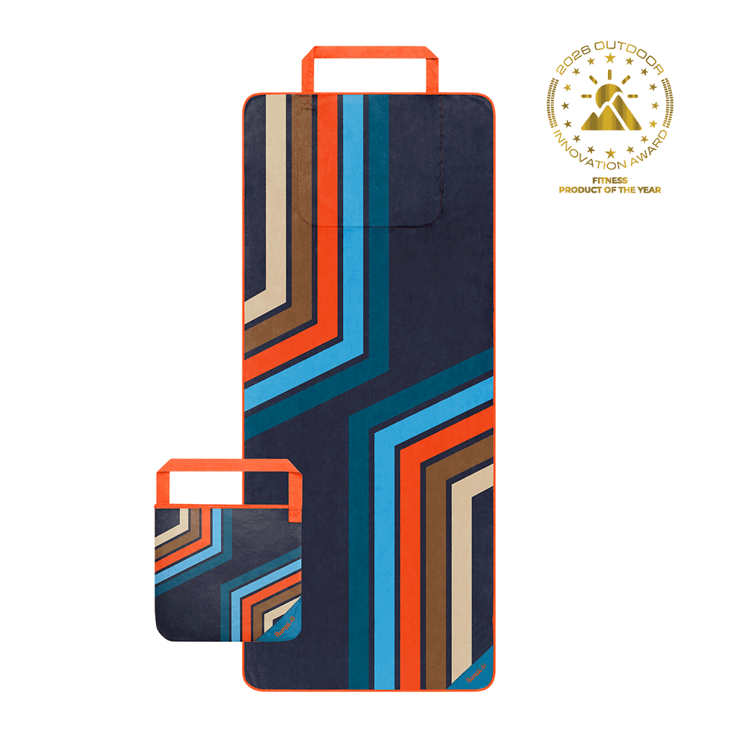 Rumpl Tech Towel Tote - Midnight Retro Stripes Tech Towel Tote - Midnight Retro Stripes | Rumpl Blankets For Everywhere Tech Towel Tote