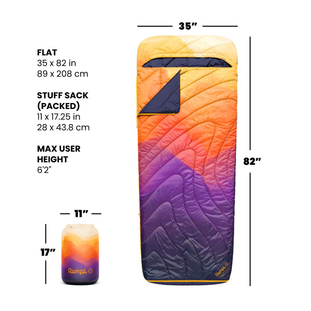 Rumpl Wrap Sack 20° Sleeping Bag - Watercolor Glow The Wrap Sack 20° Sleeping Bag - Baja Fade | Rumpl Wrap Sack