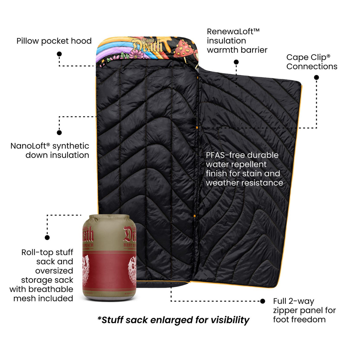 Wrap Sack Sleeping Bag 20º - Body Bag (Liquid Death Edition)