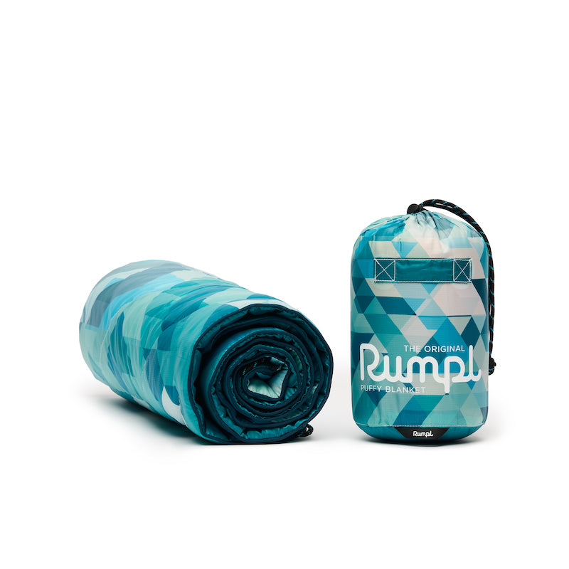 Rumpl Original Puffy Blanket - Junior Geo Blue Original Puffy Blanket - Geo Blue | Rumpl Blankets For Everywhere Printed Original